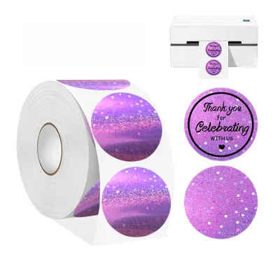 Purple Holographic Star Thermal Polyester Label Sticker Material 