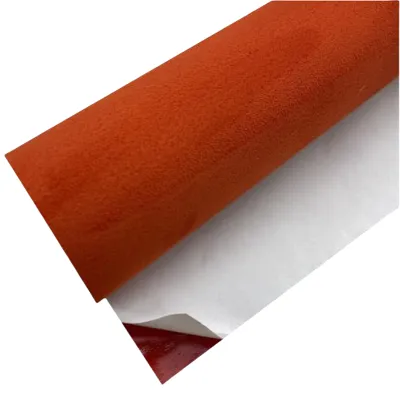 Orange Red Deerskin Flannel Adhesive Material