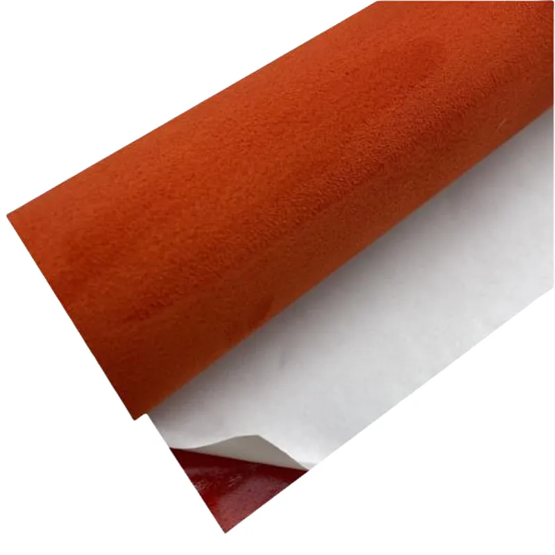 Orange Red Deerskin Flannel Adhesive Material
